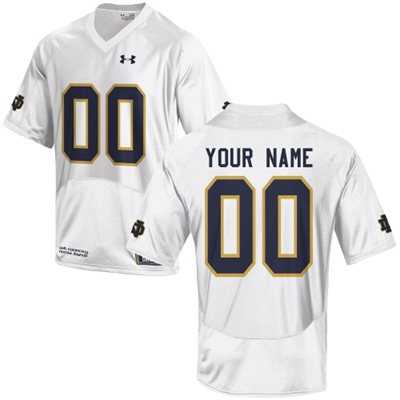 Mens Notre Dame Fighting Irish 2015 Under Armour White Customized Replica Football Jersey->customized ncaa jersey->Custom Jersey